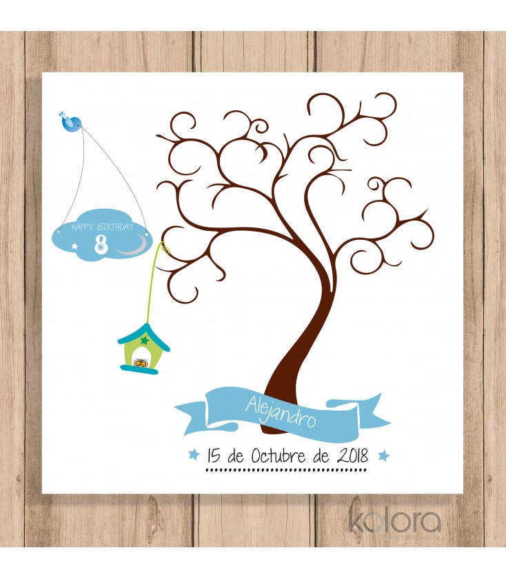 Kit Árbol de huellas + banner para Comunión niña. Modelo multicolor. -  Cuadros Personalizados